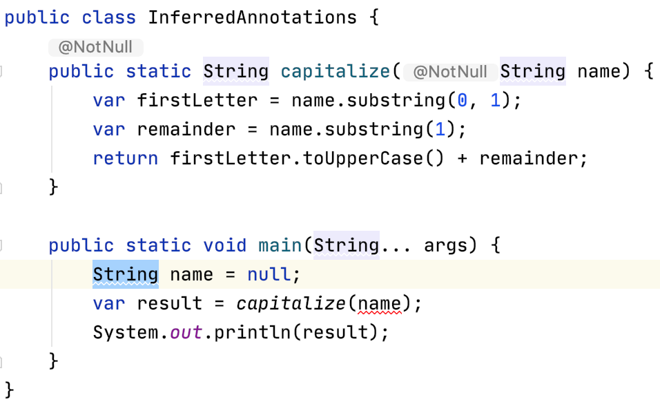 IntelliJ is able to show inferred annotations automatically